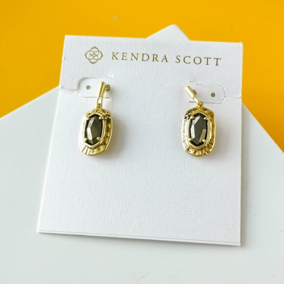 Anna Vintage Gold Black Pyrite Earrings by Kendra Scott - Picture 1 of 3